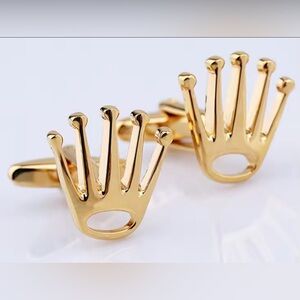Crown Logo Brass Cufflinks w/ Gold Color Finish